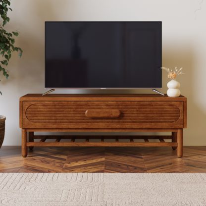 An Image of Khari Standard TV Unit Mango Wood Dark Wood (Brown)