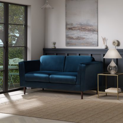 An Image of Anton Opulent Velvet 2 Seater Sofa Opulent Velvet Navy