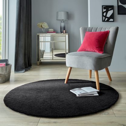 An Image of Isla Round Rug Navy Blue