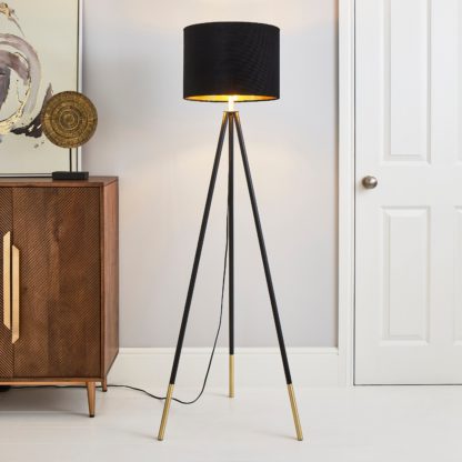 An Image of Santos Tripod Floor Lamp Black Black