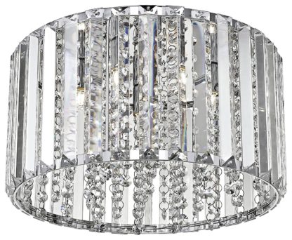 An Image of Diore Crystal 4 Light Flush to Ceiling Light - Chrome