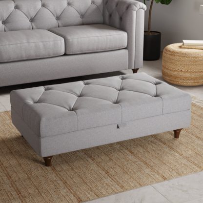 An Image of Chesterfield Soft Texture Storage Footstool Grey