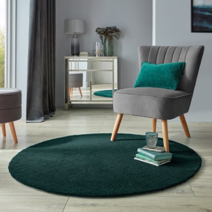 An Image of Isla Round Rug Navy Blue