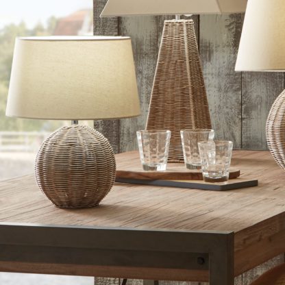 An Image of Raffles Rattan Table Lamp Natural