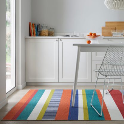 An Image of PractiRug Dixie Striped Washable Rug MultiColoured