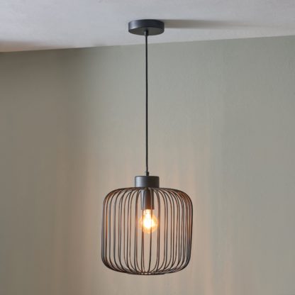 An Image of Dania Metal Wire Pendant, Matt Black Black