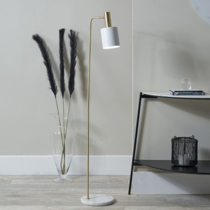 An Image of Biba Gold Floor Lamp White