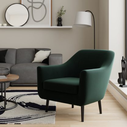 An Image of Eddie Velvet Tub Armchair Green