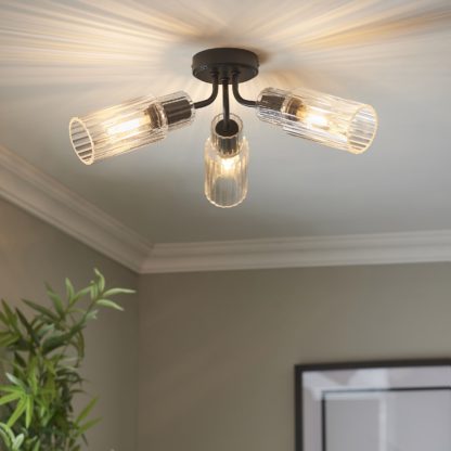 An Image of Portland 3 Light Semi Flush Ceiling Light