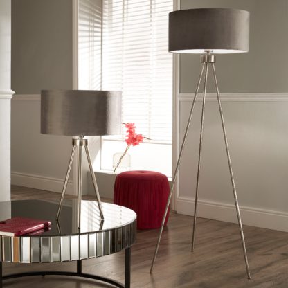 An Image of Houston Tripod Floor Lamp Silver