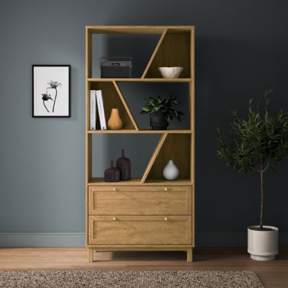 An Image of Hadley Tall Shelving Unit Oak