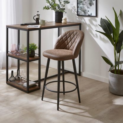 An Image of Astrid Bar Stool, Faux Leather Brown