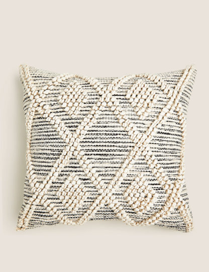 An Image of M&S Pure Cotton Macramé Tufted Diamond Cushion