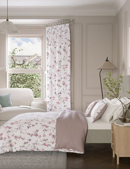 An Image of M&S Trailing Cherry Blossom Sateen Bedding Set