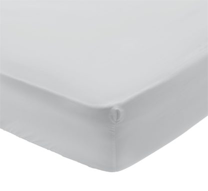 An Image of Habitat Egyptian Cotton 400TC Cream Fitted Sheet - Double