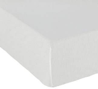 An Image of Habitat Cotton Rich Plain Cream Fitted Sheet - Superking