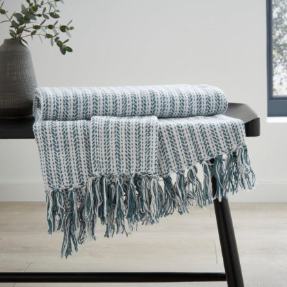 An Image of Woven Cotton Melange Throw 120x150cm Mineral