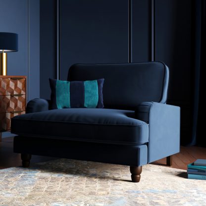 An Image of Beatrice Matte Velvet Snuggle Chair Velvet Luxe Navy