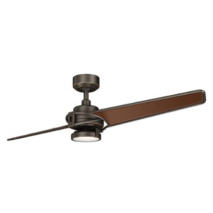 An Image of Kichler Xety Ceiling Fan with Light & Remote, 142cm Silver