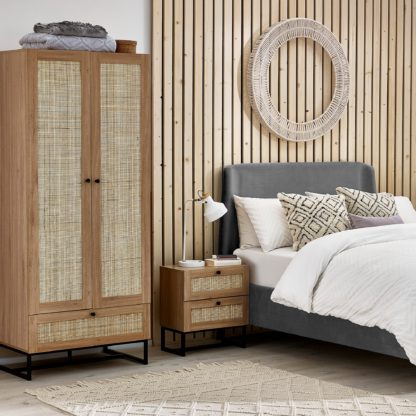 An Image of Hollis Double 1 Drawer Wardrobe, Oak Oak