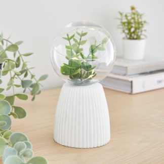 An Image of Faux Terrarium Ribbed Battery Lamp White