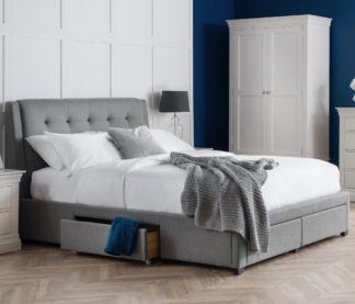 An Image of Fullerton Grey Fabric 4 Drawer Storage Bed Frame Only - 6ft Super King Size