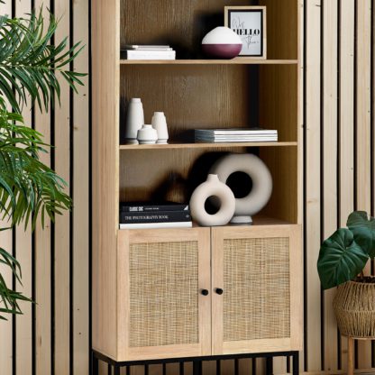 An Image of Hollis Tall Oak Bookcase Oak