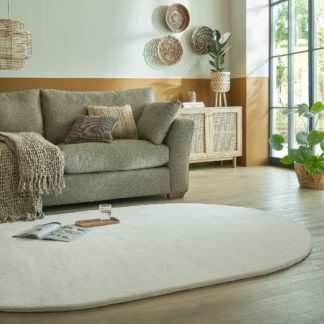 An Image of Faux Fur Supersoft Lush Oval Rug Supersoft Lush Ivory