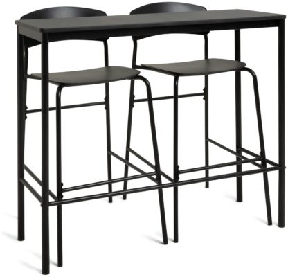 An Image of Habitat Stella Metal Bar Table & 2 Black Bar Stools