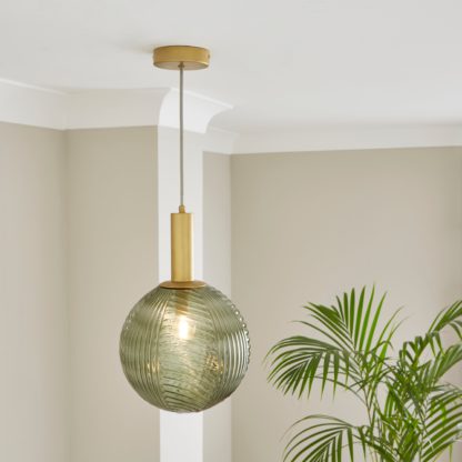 An Image of Cohen 1 Light Pendant Ceiling Fitting Raffia Opal