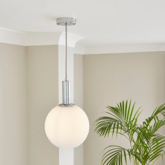 An Image of Cohen 1 Light Pendant Ceiling Fitting Raffia Opal