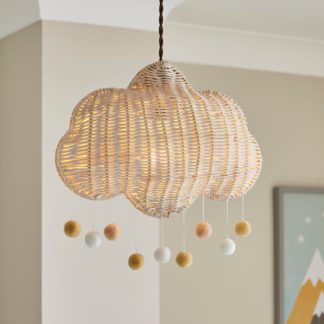 An Image of Rattan Cloud Easy Fit Pendant Light Natural