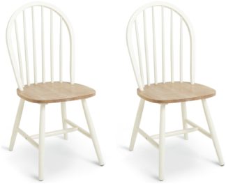 An Image of Habitat Burford Pair of Solid Wood Dining Chairs - White