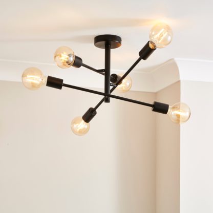 An Image of Koppla 6 Light Semi Flush Ceiling Fitting Black