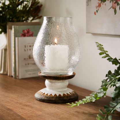 An Image of Small Glass Hurricane Lantern Gold