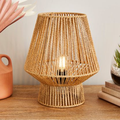 An Image of Kabir String Mushroom Table Lamp Brown