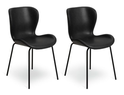 An Image of Habitat Etta Pair of Faux Leather Dining Chair - Black