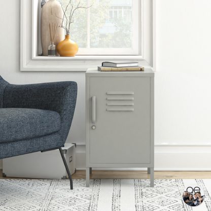 An Image of Queer Eye Bradford Metal Locker End Table Taupe