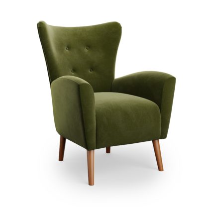 An Image of Sven Velvet Modern Wing Chair Velvet Old Gold