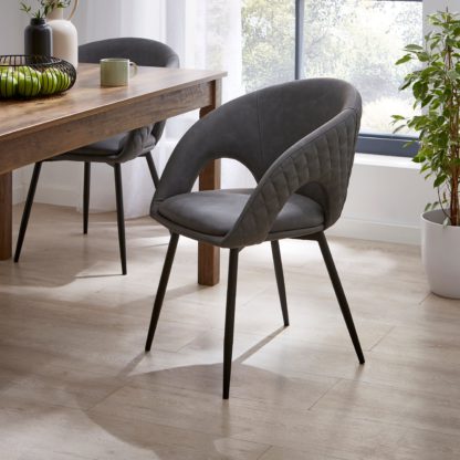 An Image of Dillon Dining Chair, Faux Leather Faux Leather Mocha