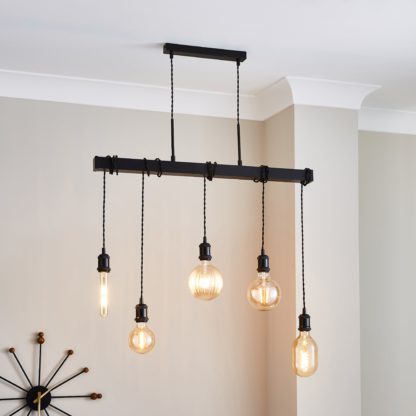 An Image of Keates 5 Light Black Diner Fitting Black