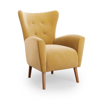 An Image of Sven Velvet Modern Wing Chair Velvet Old Gold