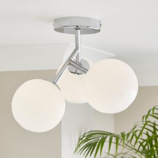 An Image of Cohen 3 Light Semi Flush Ceiling Fitting Raffia Opal