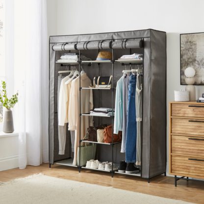 An Image of Double Fabric Wardrobe Grey
