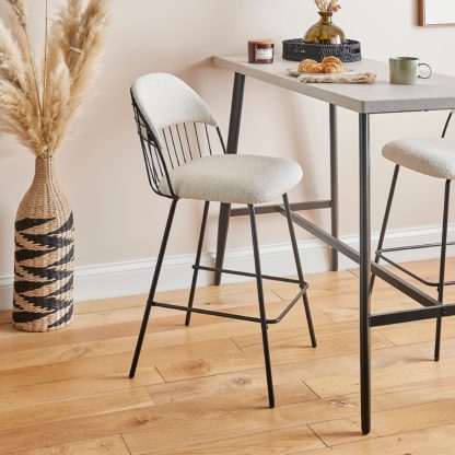 An Image of Marcela Boucle Bar Stool, Ivory Ivory