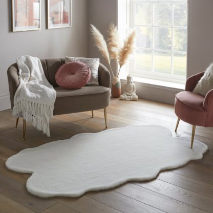 An Image of Supersoft Faux Fur Quad Rug Supersoft Ivory