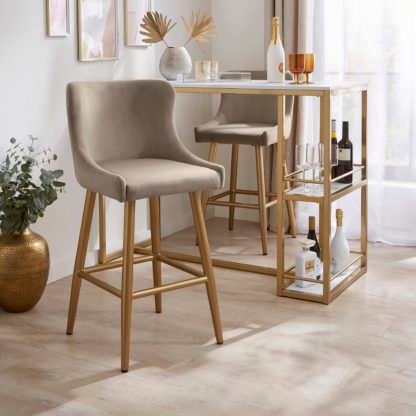 An Image of Montreal Bar Stool, Mink Velvet Velvet Mink