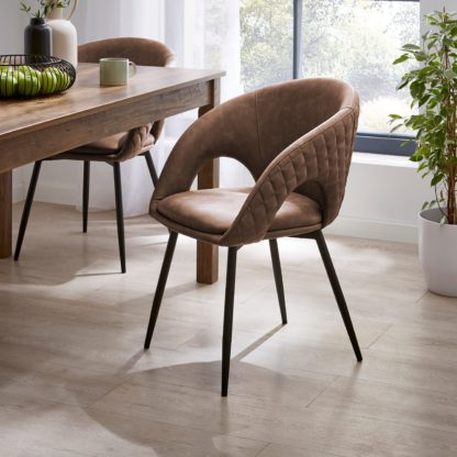 An Image of Dillon Dining Chair, Faux Leather Faux Leather Mocha