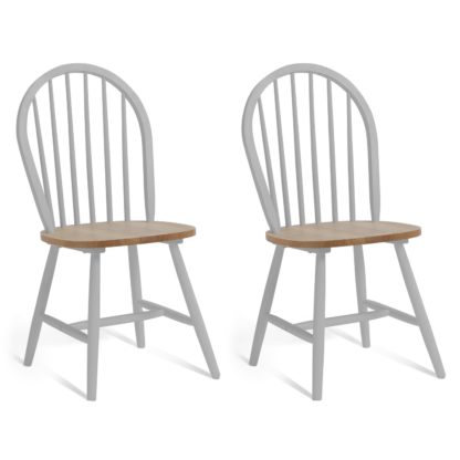 An Image of Habitat Burford Pair of Solid Wood Dining Chairs - Grey