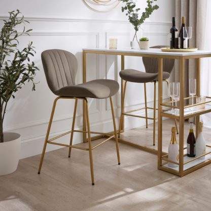 An Image of Lila Counter Height Bar Stool, Velvet Velvet Bottle Green